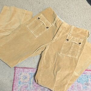 Lady Wrangler Tan Corduroy Cargo Pants with Front Flap Pockets Women's 13/14